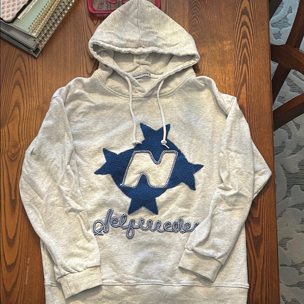 Aelfric Eden  Gray Hoodie with Blue Logo